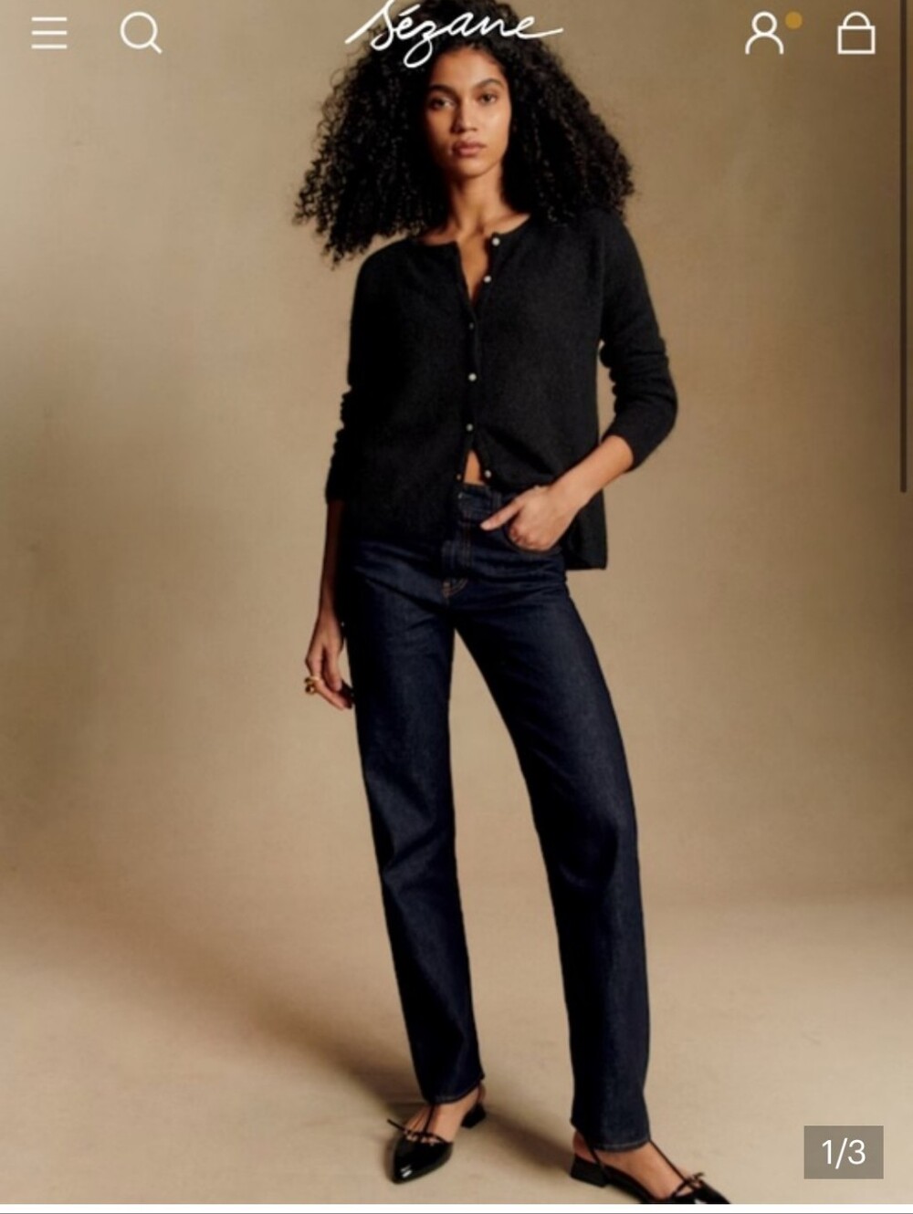 Sezane Gaspard Button Down Cardigan Black Size Small